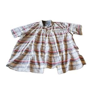 Bob Timberlake Men's Short Sleeve Button-down Shirt Size 2XL Stripe Logo Pocket